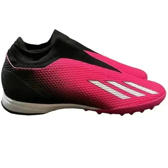 adidas Shoes Mens 12 Pink Black X SPEEDPORTAL.3 Laceless Turf Soccer Mesh NEW - Picture 3 of 9